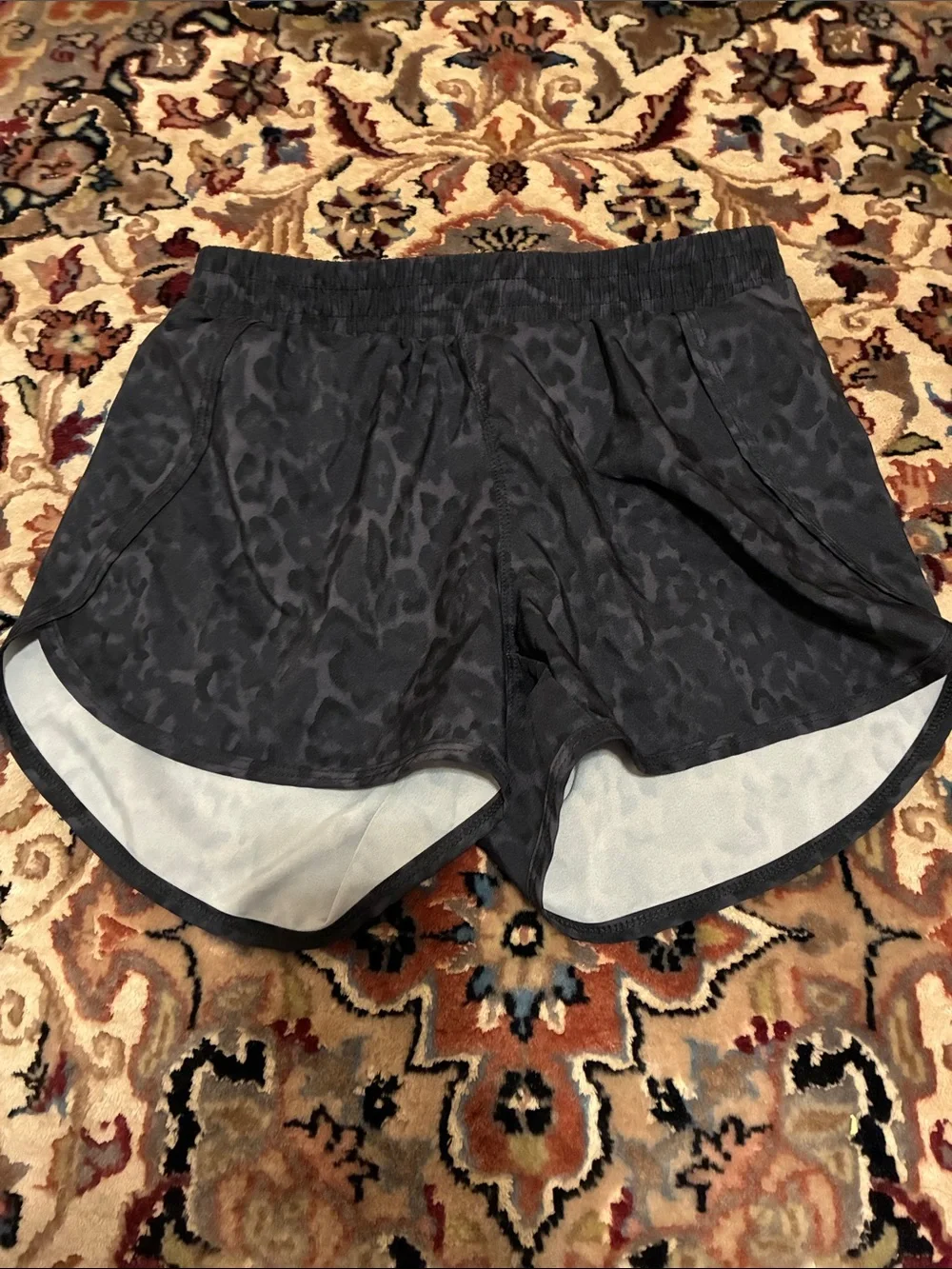 all in motion Black Leopard-Print Athletic Shorts